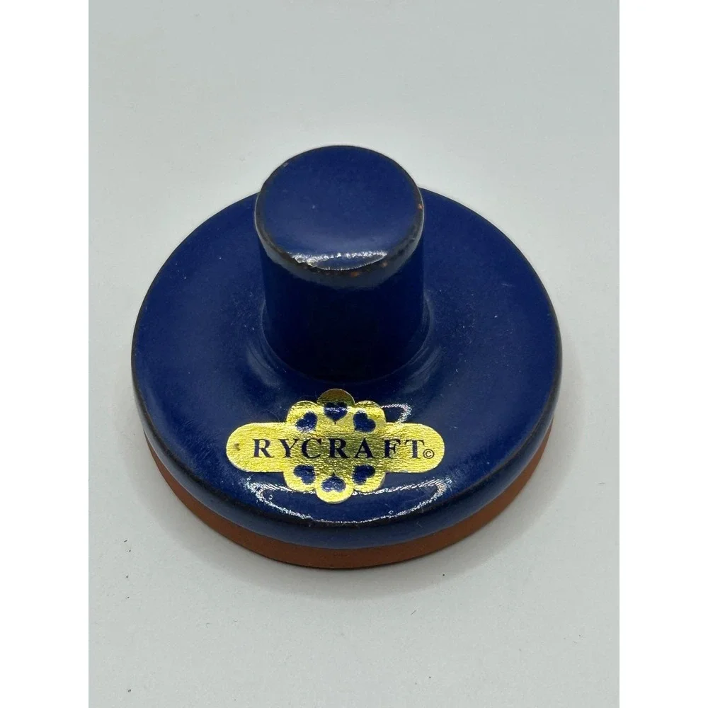 Vintage Rycraft Hearts Flowers Cookie Stamp Blue Glaze‎ Terra Cotta 2